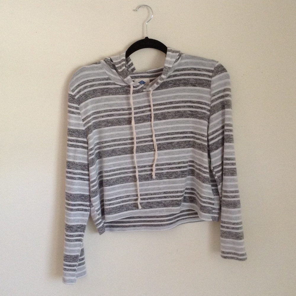 Sadie Robertson Striped Cropped Hoodie