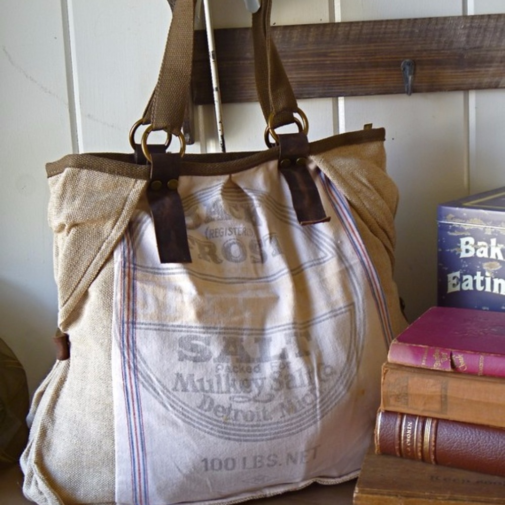 Detroit Vintage Seed Sack Weekend Tote