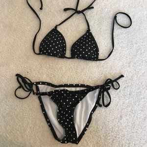 Black polka dot bikini