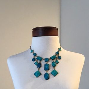 Turquoise geometric statement necklace