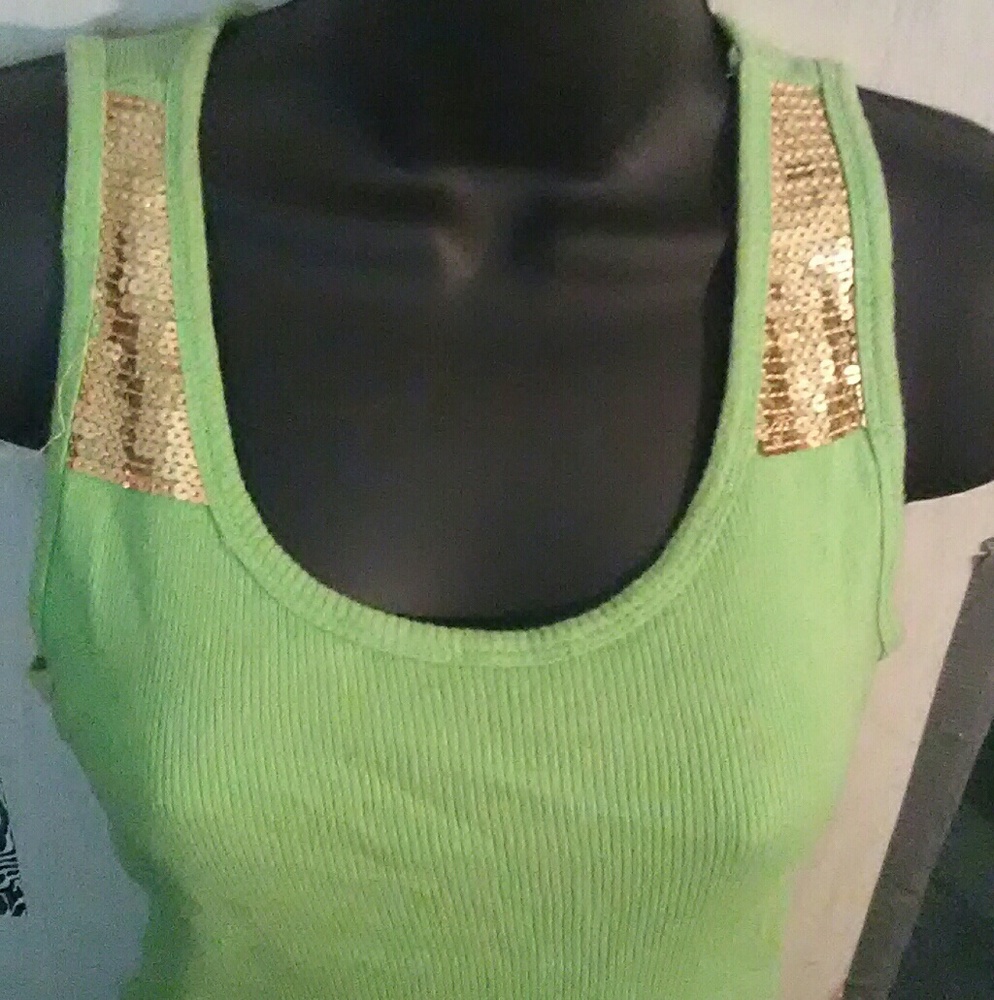 Lime green &gold tank top