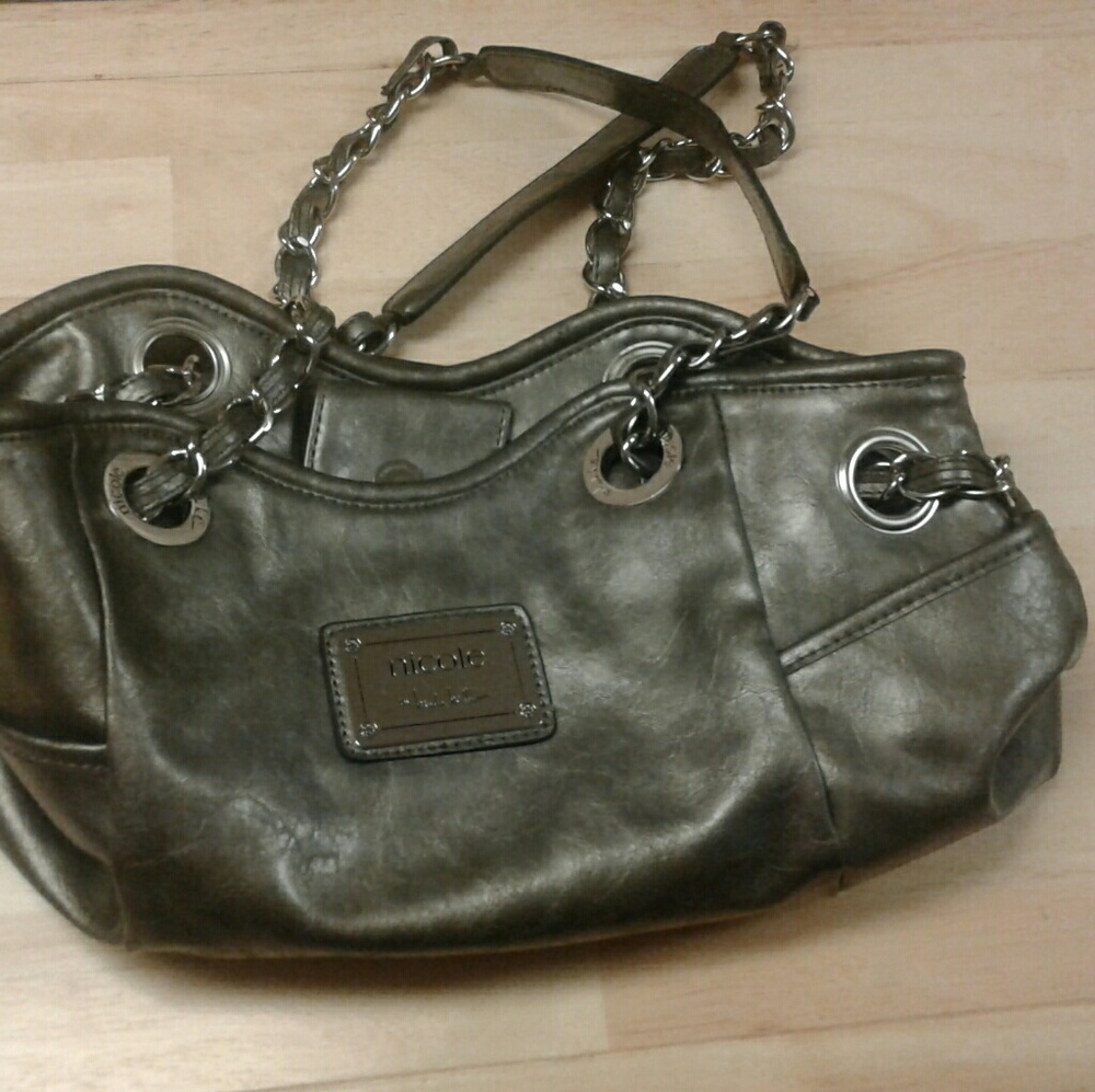 Nicole Miller dark silver purse