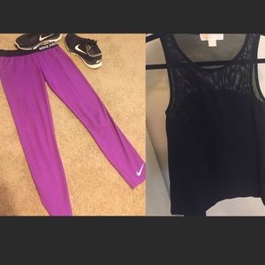 Nike pro leggings and michael kors workout top