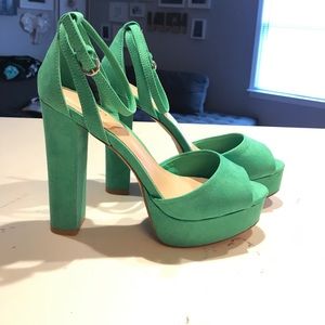 Green platform sandals