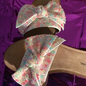 Hand stoned white sandals NWOT