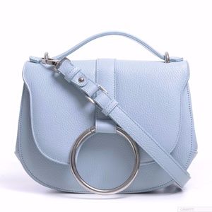SKY BLUE REAL ADRIA CALFSKIN LEATHER MESSENGER BAG