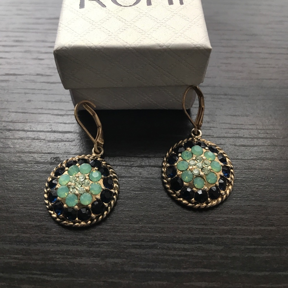 Blue jeweled earrings