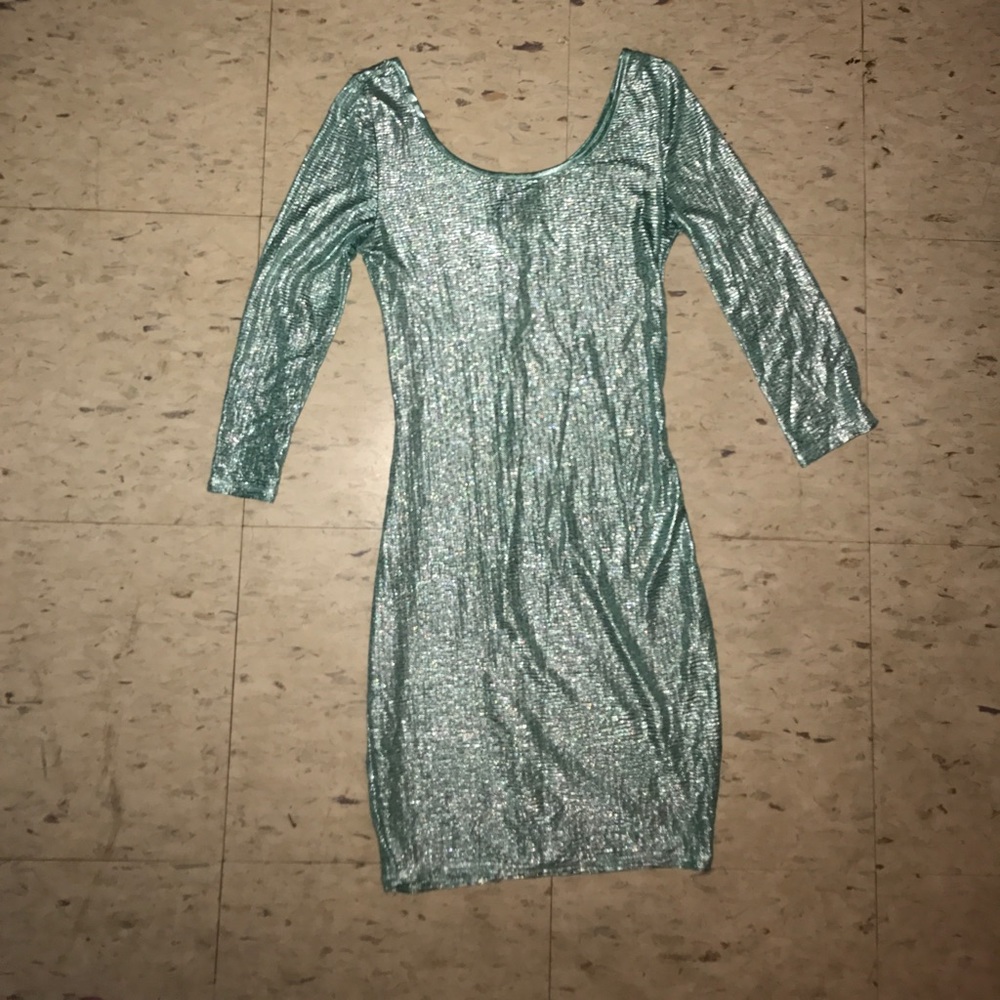 Shiny metallic green dress