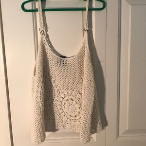 Forever 21 white cropped boho crochet top