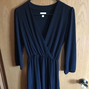 Black quarter sleeve short dress