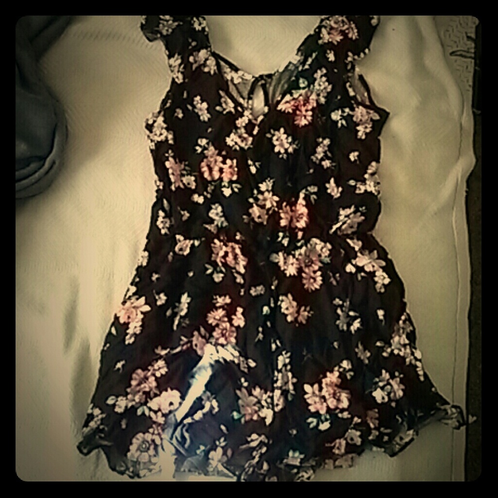 Black Romper with flower design