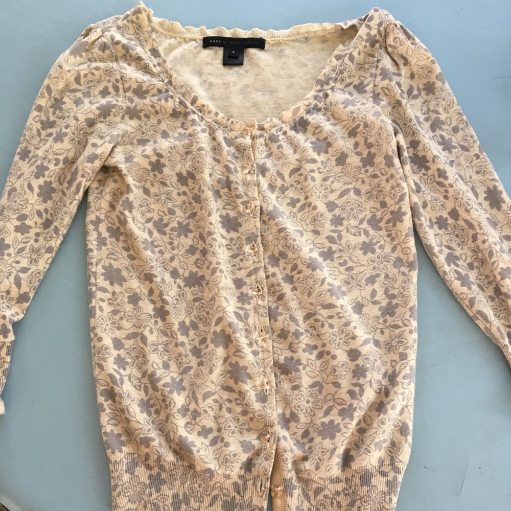 Marc by Marc Jacobs Cream and Grey Floral Cardigan
