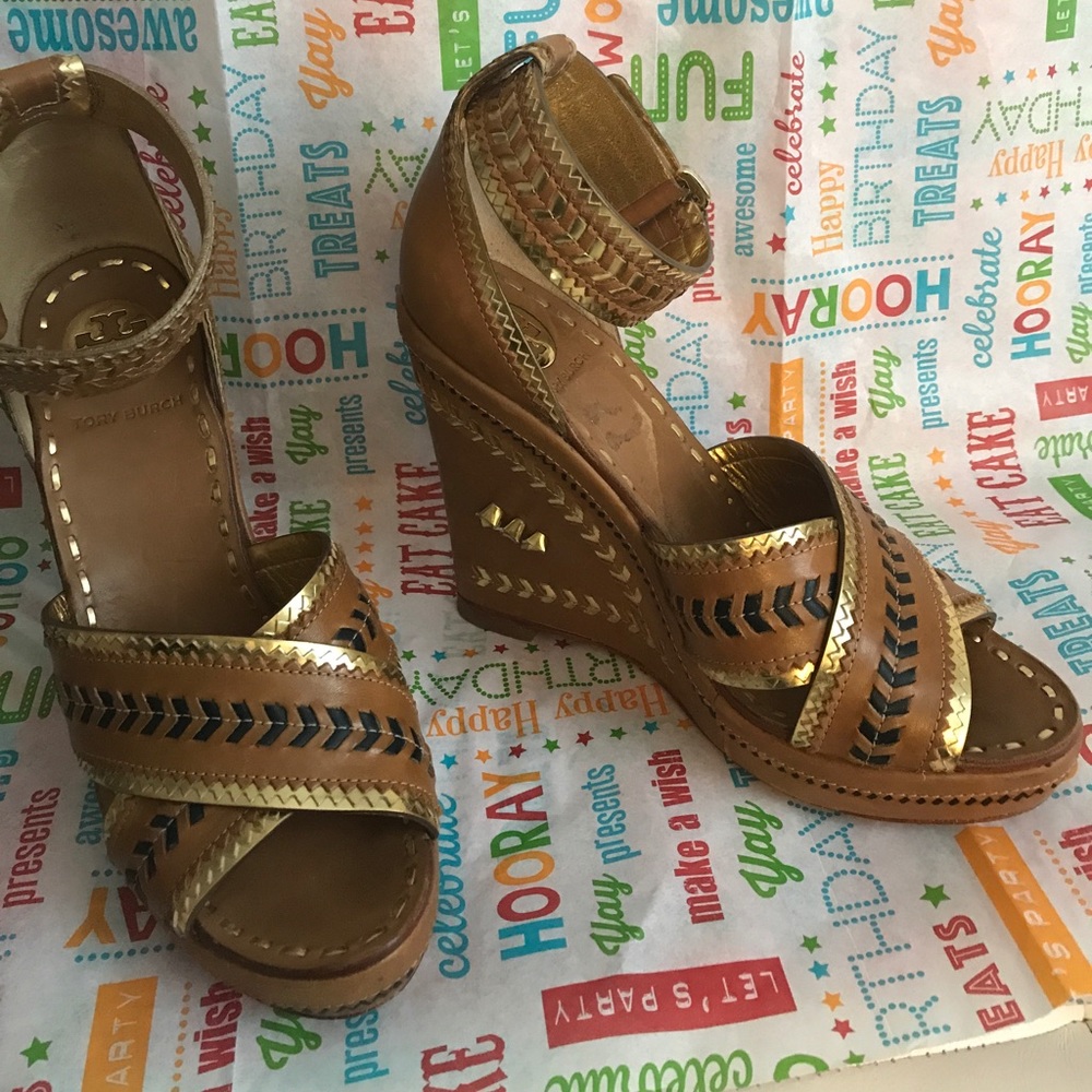 Tory Burch wedge sandals. Size 7