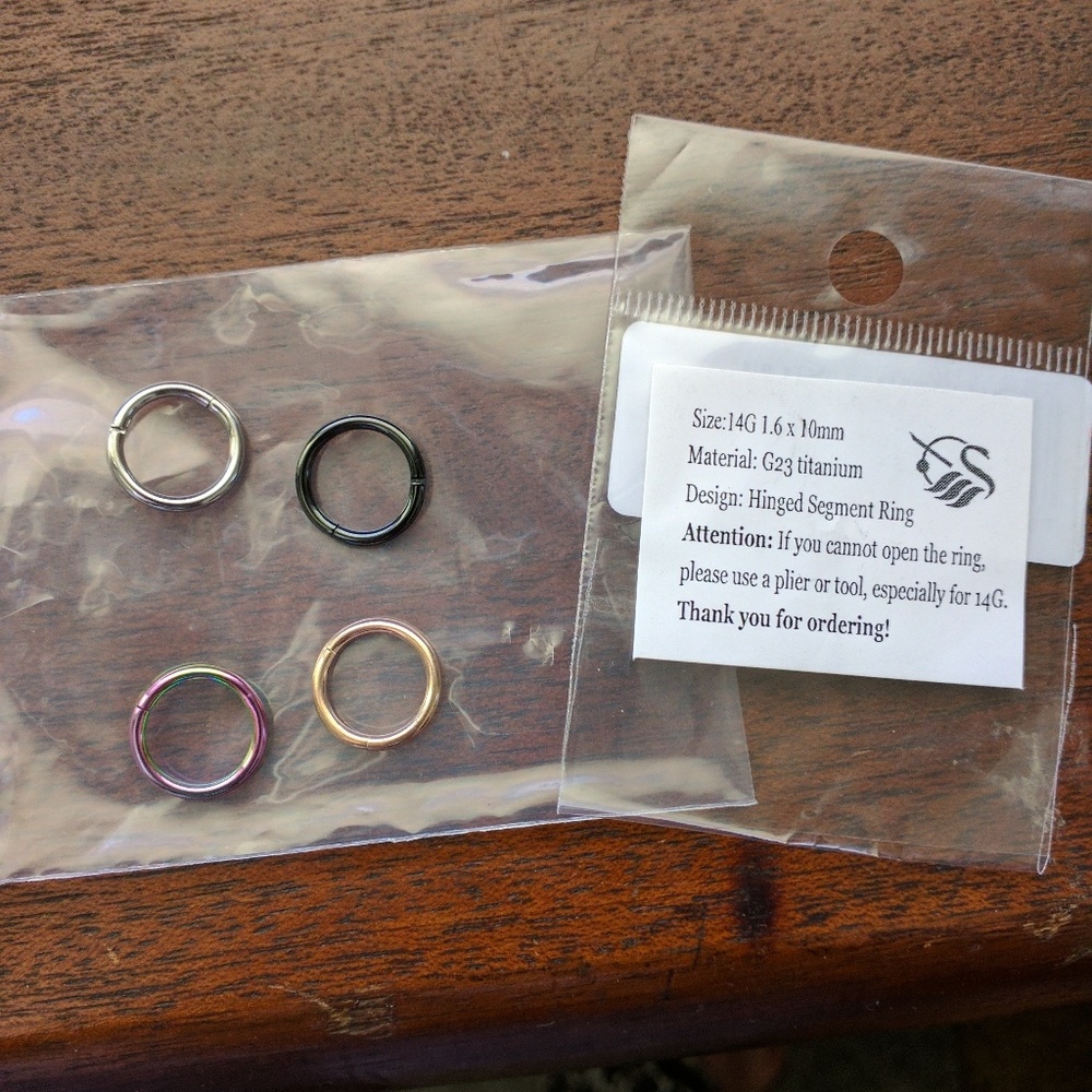 NWOT 4 Hinged Hoops 14g 10mm