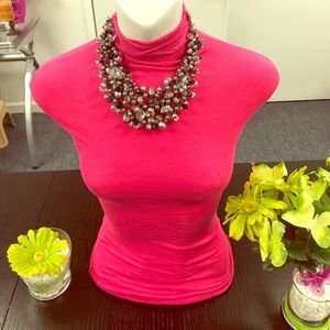 Chicos Chunky Necklace Crystal Beaded P1SO