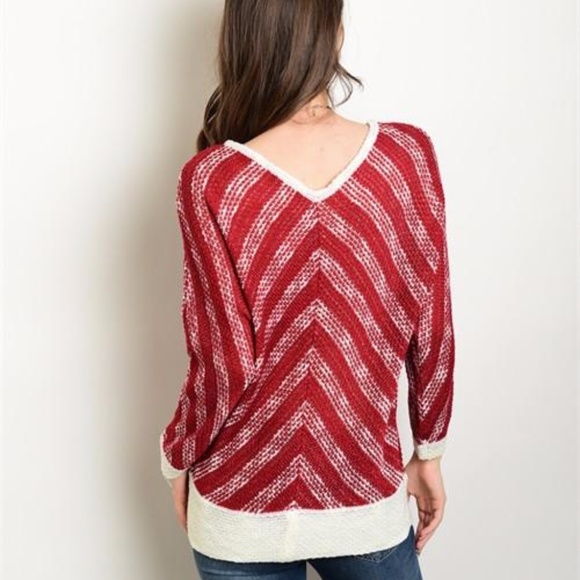 Burgundy Cream Sweater - Picture 2 of 2