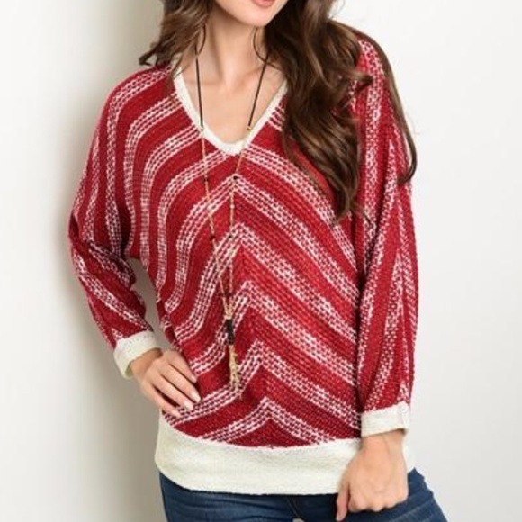 Burgundy Cream Sweater - Picture 1 of 2