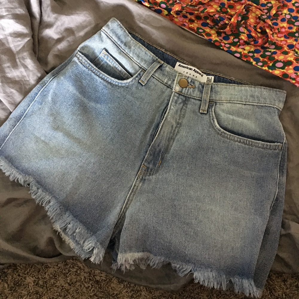 American apparel high wasted fringe shorts