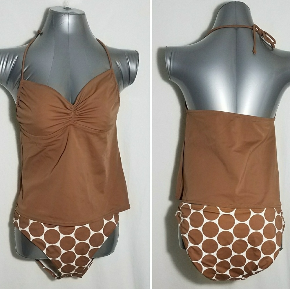 Victoria's Secret Large Brown and White Swim Suit