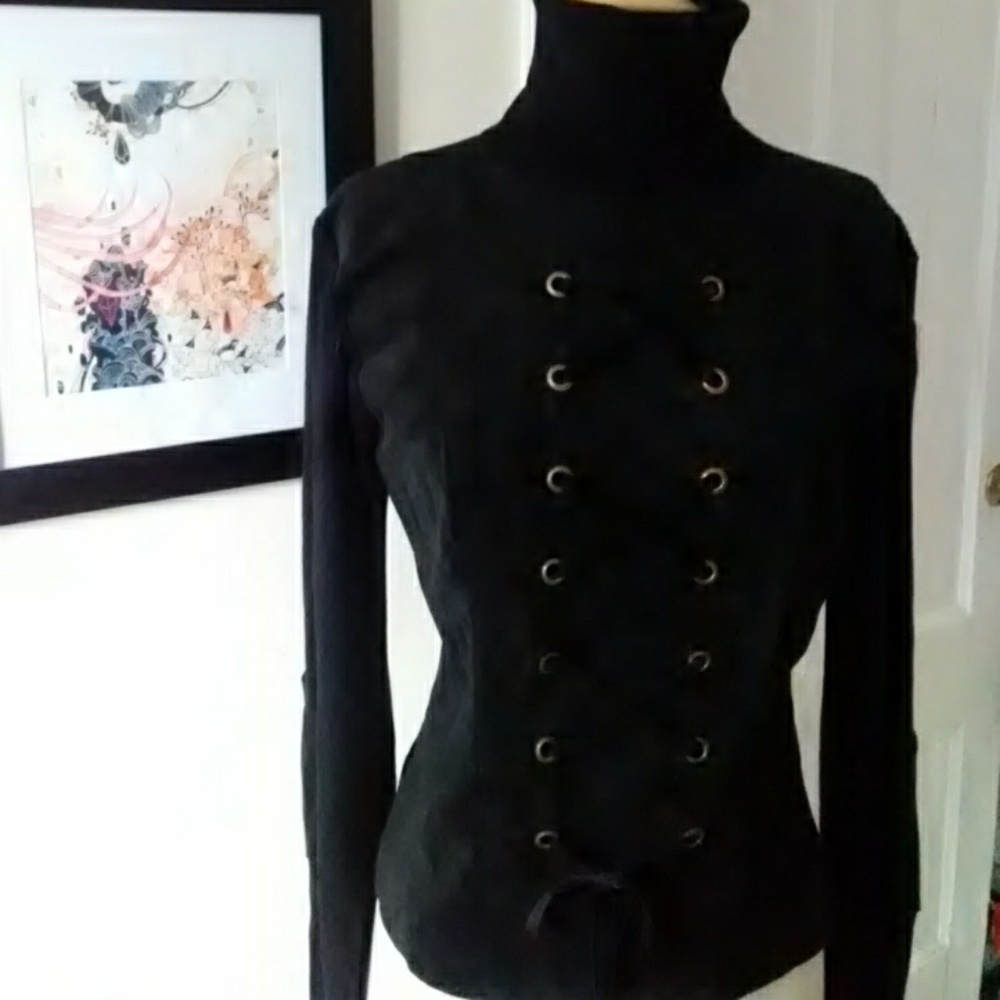 Leather and Knit Corset Turtleneck