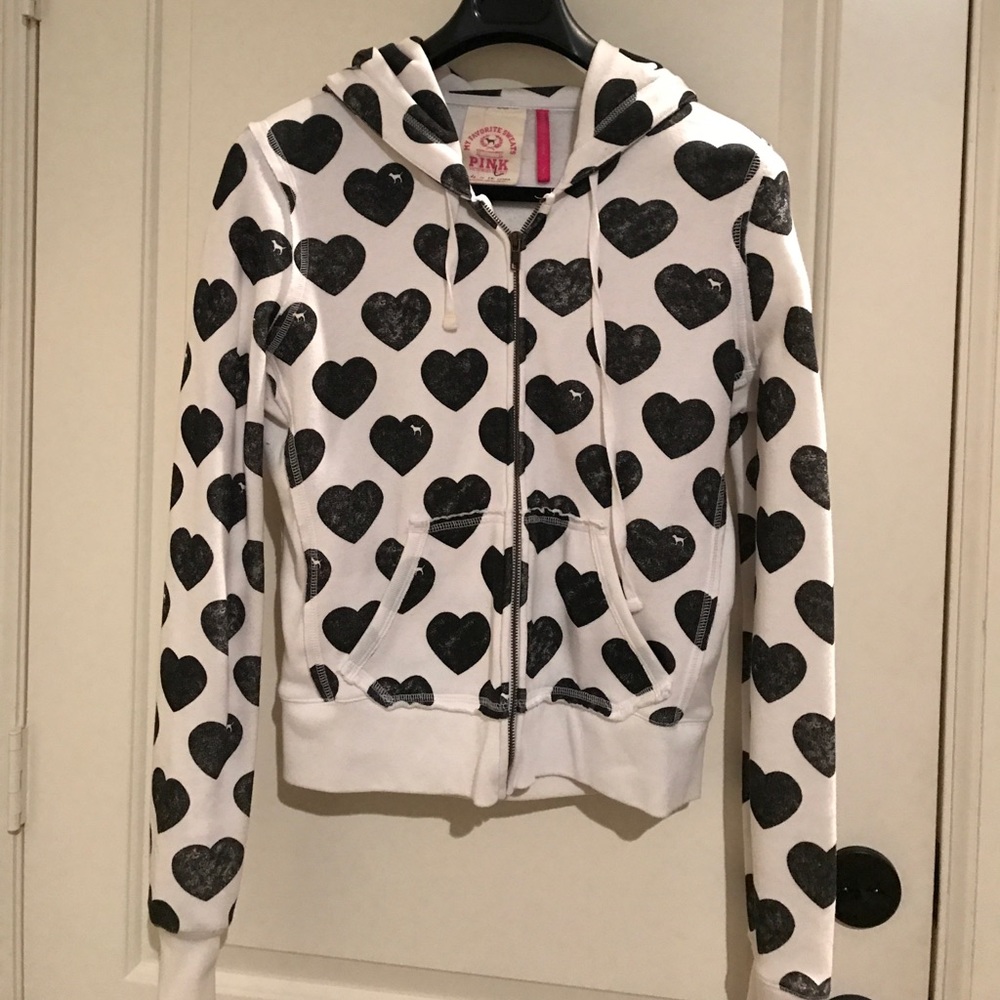 Black & white Heart Pink Hoodie Size large