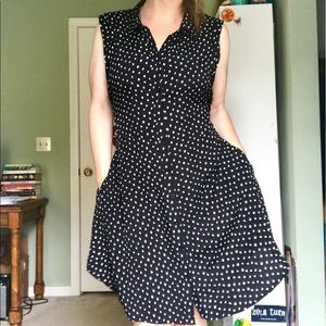 Black & White Polka Dot Shirt Dress