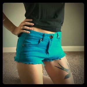 Bright Blue High-Waisted Short-Shorts