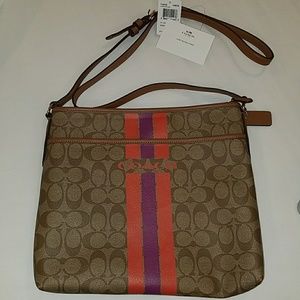 Coach Singature Varsity Stripe File Crossbody Bag