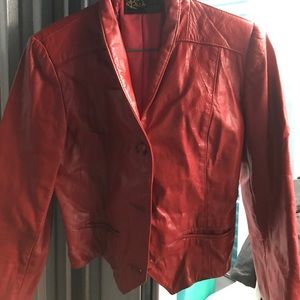 short red leather jacket