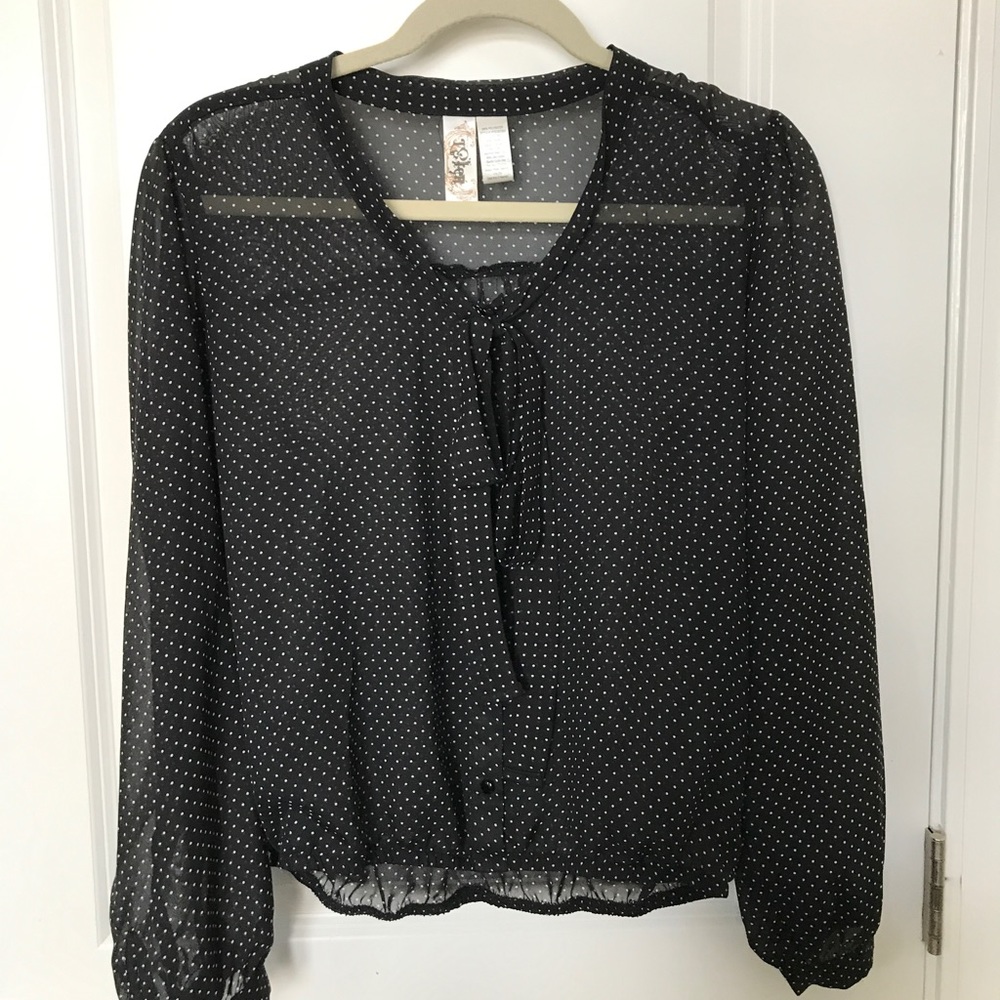Sheer black polka dotted blouse