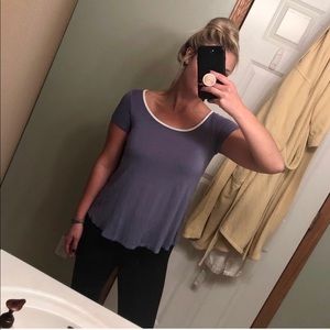 blue cut-out t-shirt