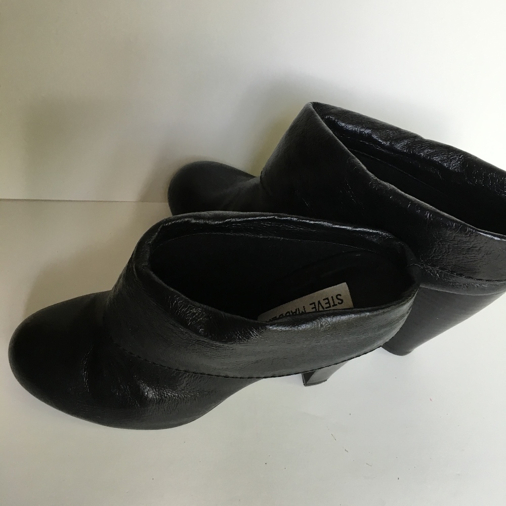STEVE MADDEN BLACK LEATHER SLIP ON HEELS SIZE 8M - Picture 4 of 8