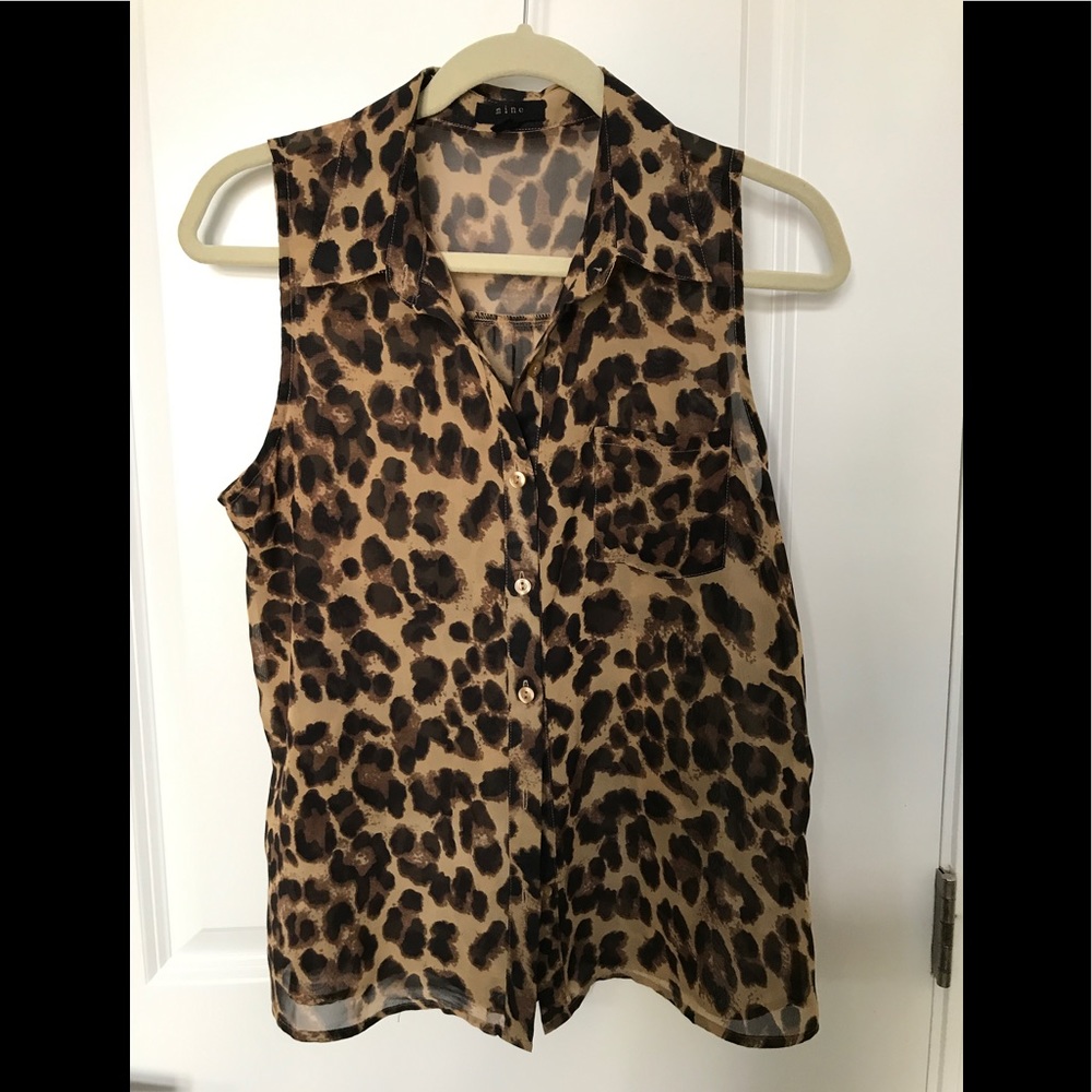 Sheer cheetah print blouse