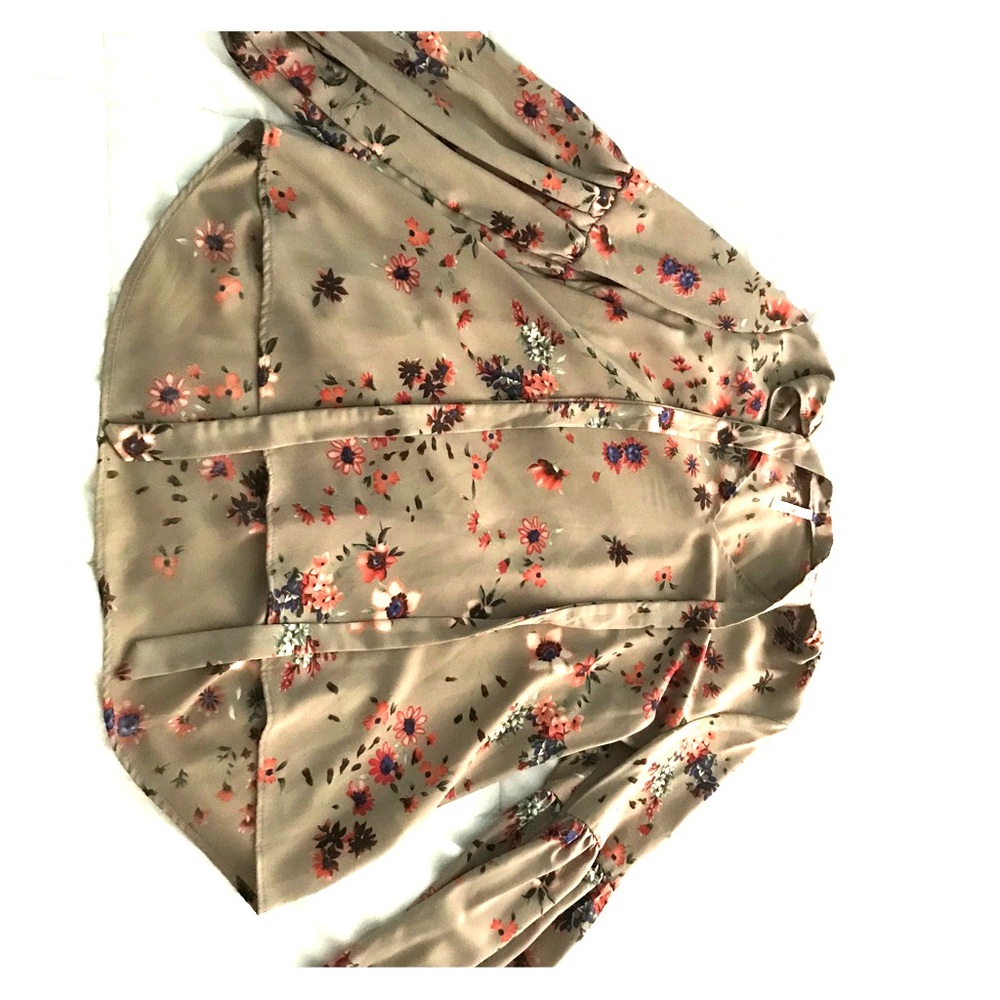 Tan floral blouse