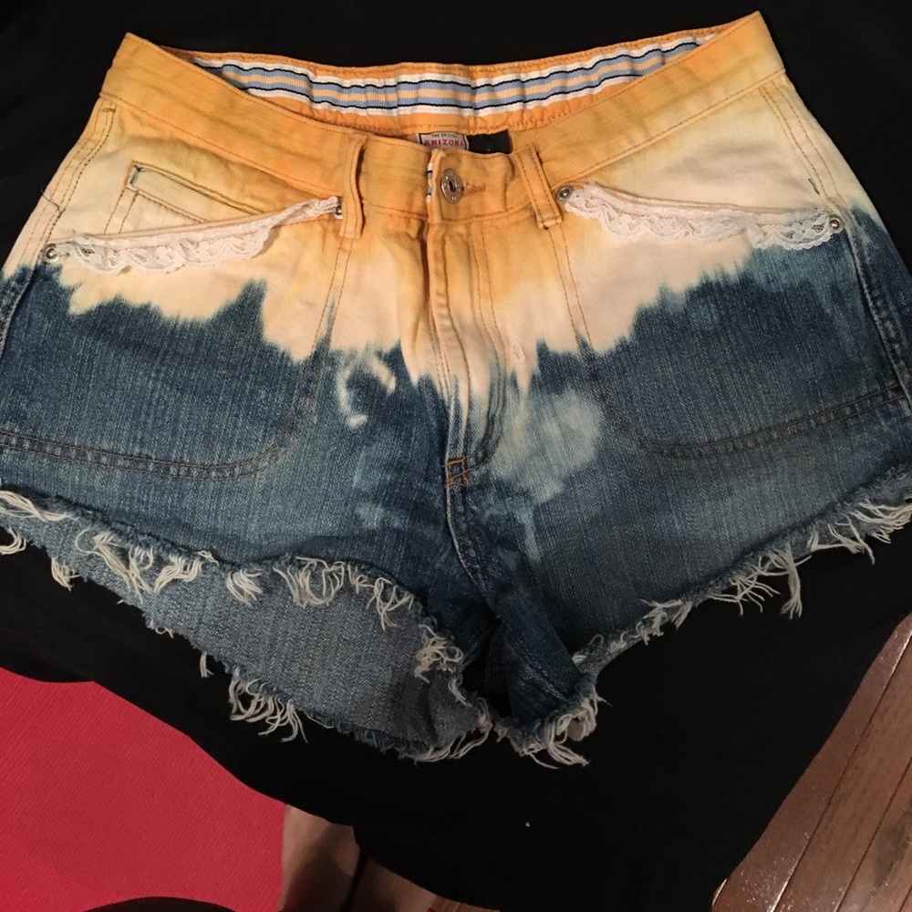 custom ombré high wasted denim shorts