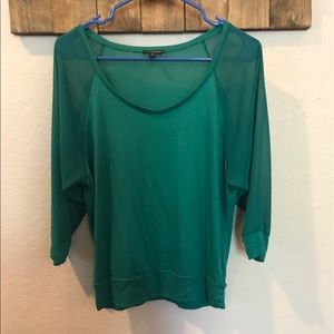 Express Emerald Green shirt, sheer sleeves
