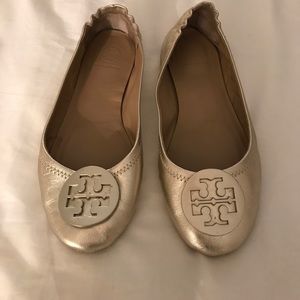 Tory Burch Gold Minnie Ballet Flat