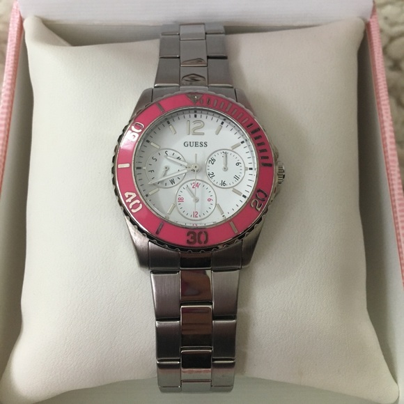 Pink and Silver GUESS Watch main image 4