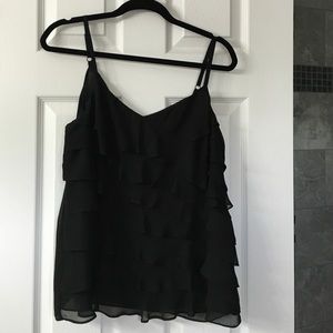 Fun and flirty black layered ruffle top