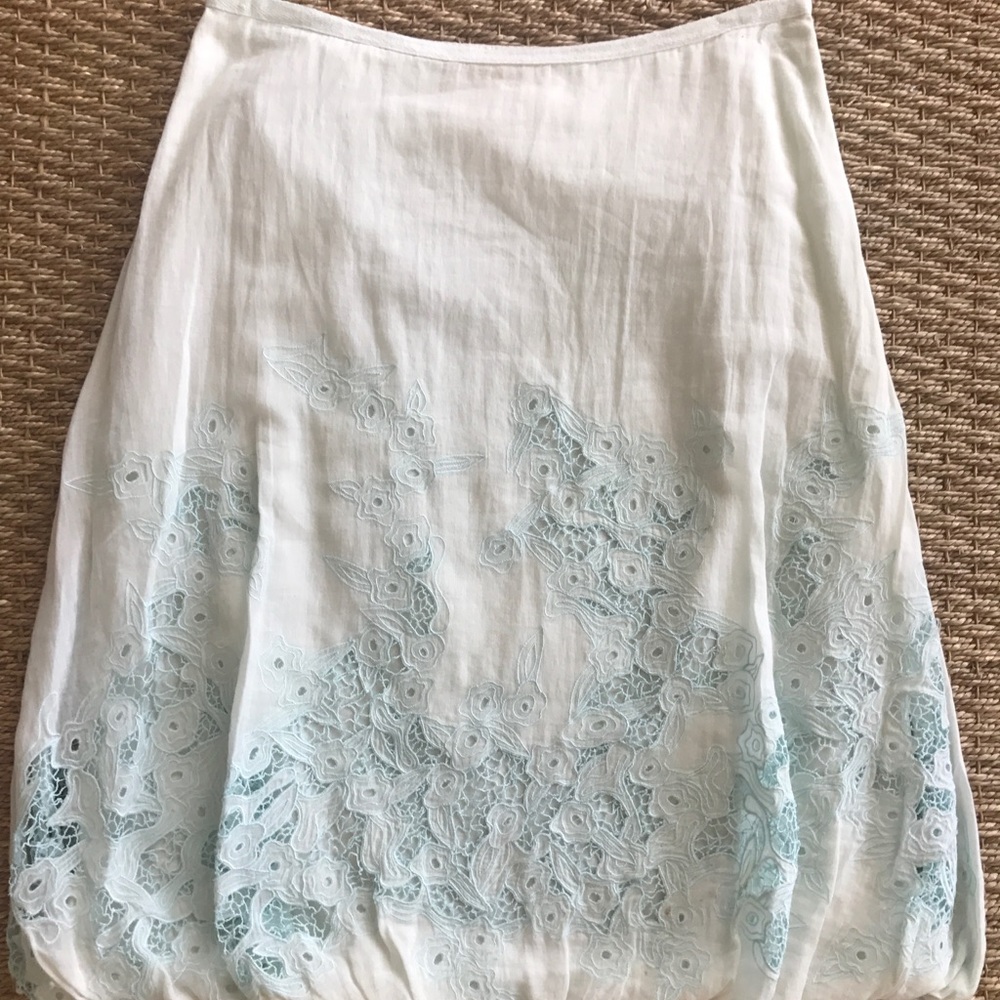 Catherine malandrino seafoam lace detail skirt