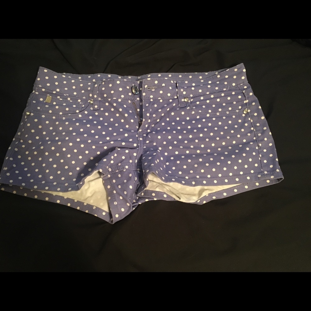 purple polka dot shorts
