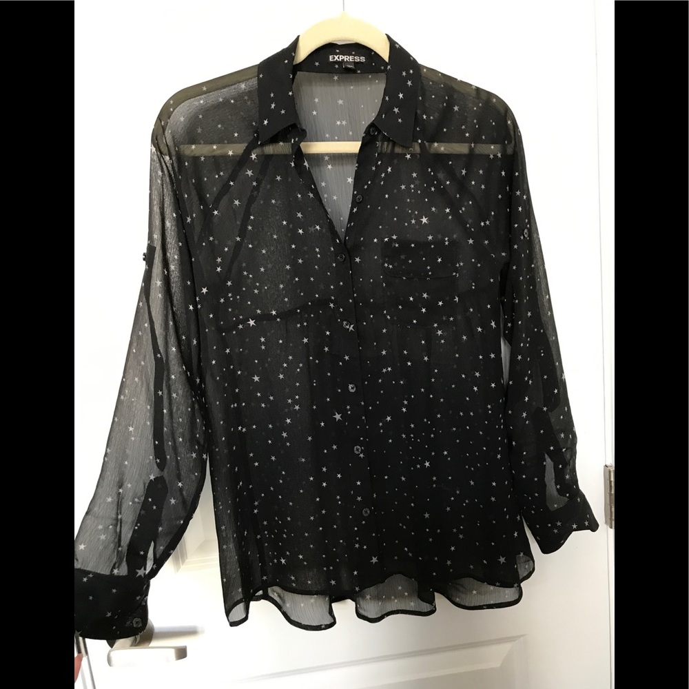 Sheer blouse with star print