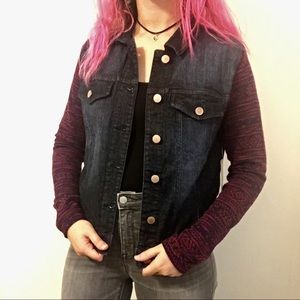 Tinseltown knit-sleeved denim jacket