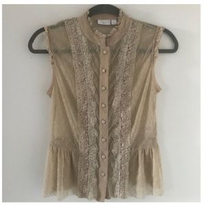 sheer lace button up