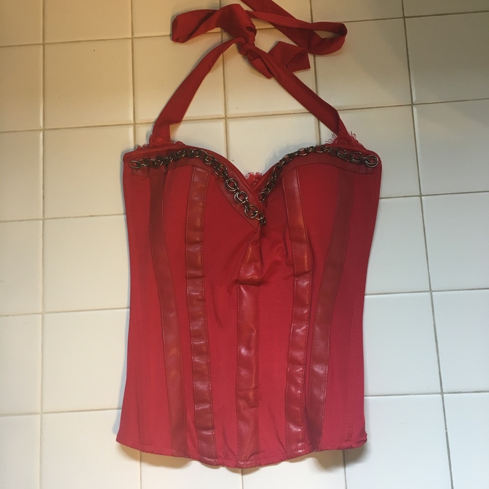 Red Halter Corset Top