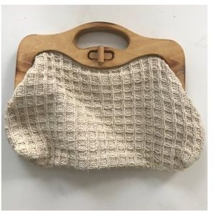 vintage wooden ivory clutch