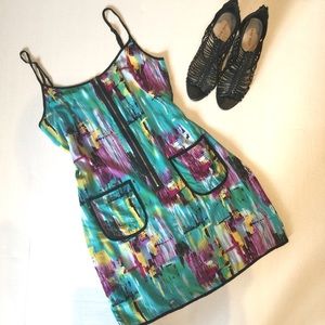 Ark & Co. Colorful zip & pocket slip dress L