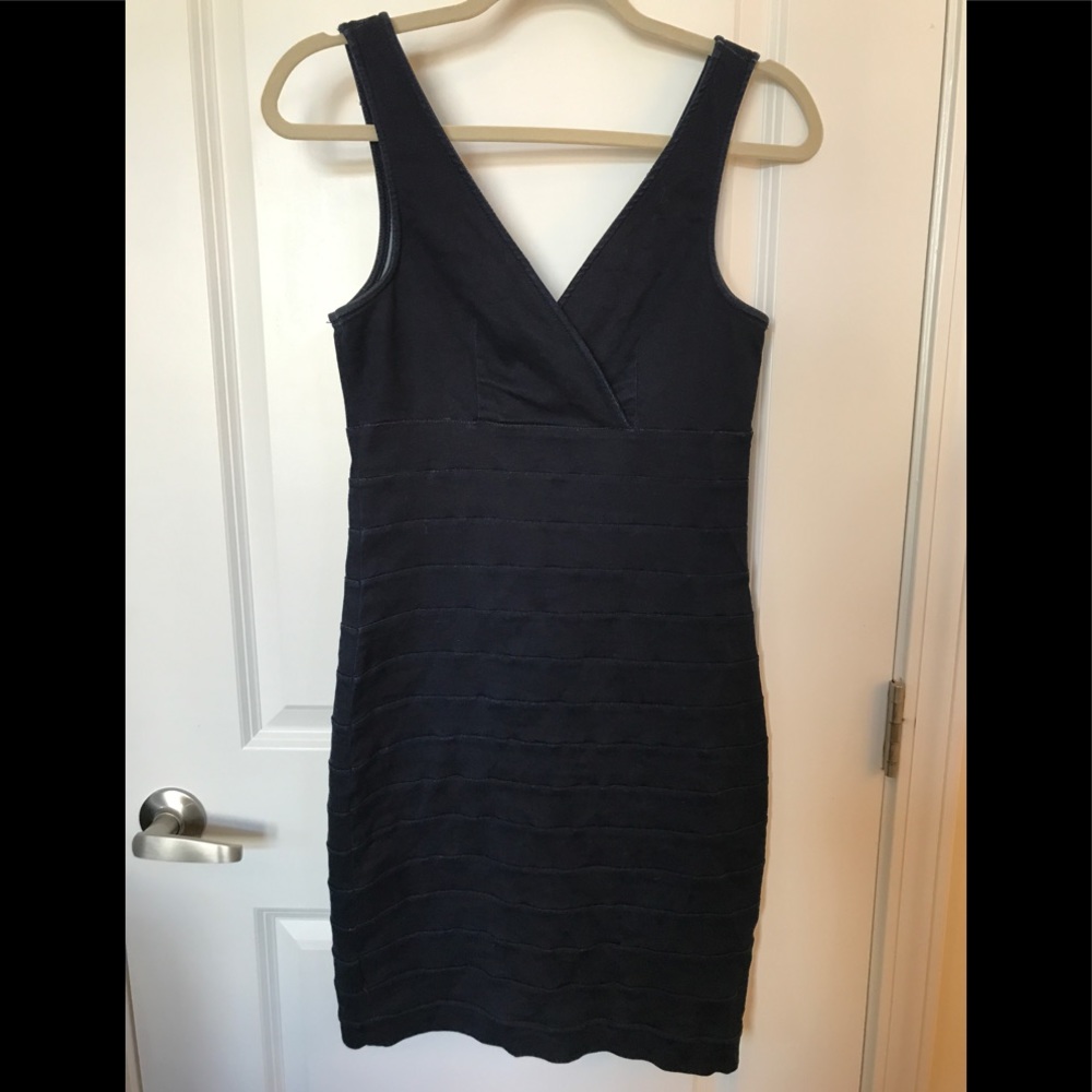 Express Double V Neck Denim Dress