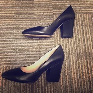 Leather Pumps with Block Heels