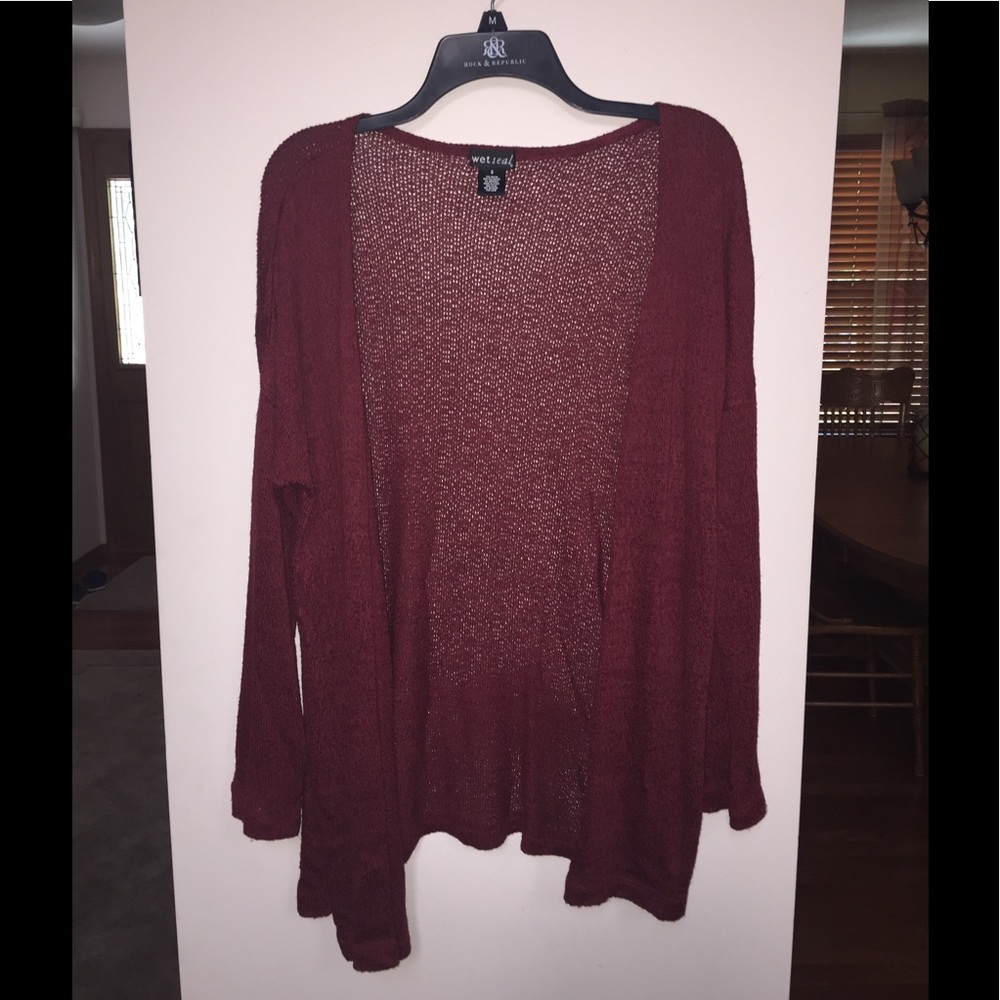 Maroon wet seal sheer cardigan